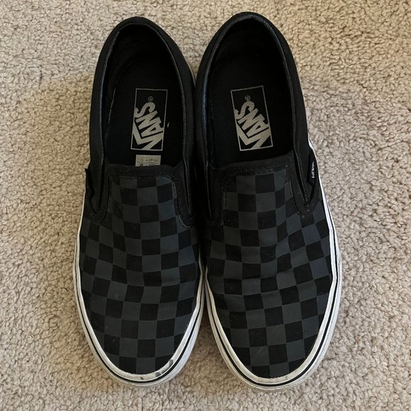 Vans *Black & Grey* Slip-On Checkerboard | Women's 6.5 | Gently Used, EUC - Picture 2 of 12